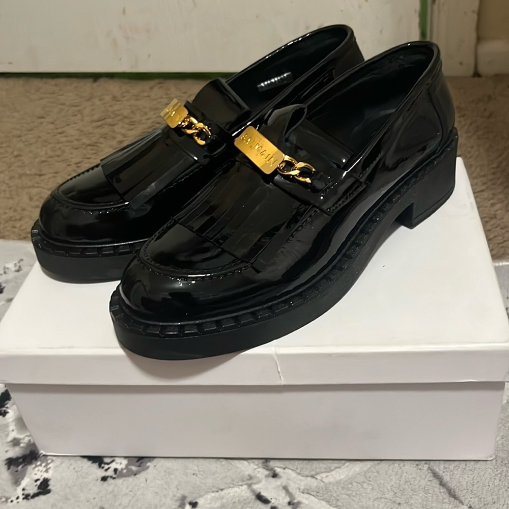 Black Balmain Kids Loafers, Boys Size 7.5